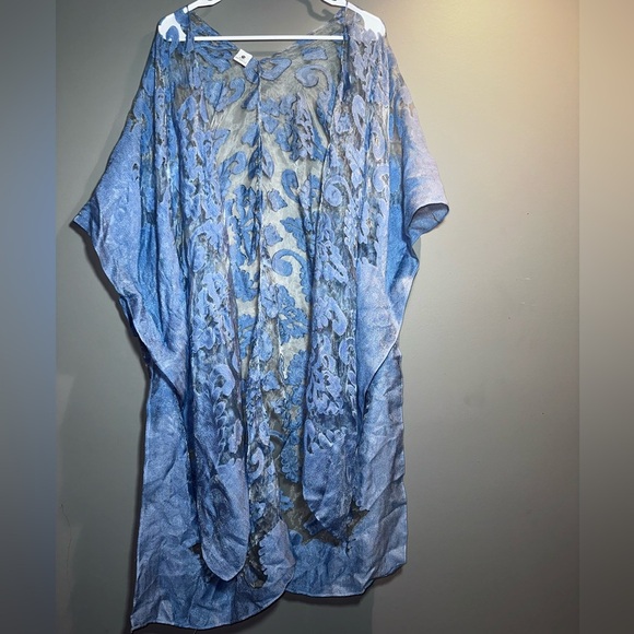 Jessica McClintock Accessories - Jessica McClintock Sheer Embroidered Blue Kimono Wrap